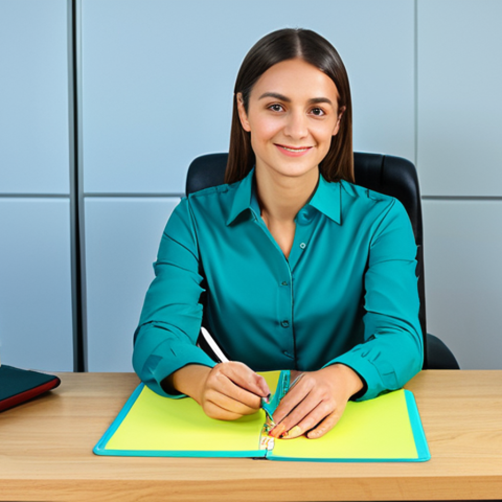 Chromotherapy & Workplace Harmony**
"A brightly lit, modern office space with a woman in a modest business casual outfit working at a desk. The office features calming blue and green accents. She has a peaceful expression, focused on her work. Desk accessories include a small potted plant with red flowers and a yellow notepad. Perfect anatomy, correct proportions, well-formed hands, natural pose, fully clothed, appropriate attire, safe for work, professional, family-friendly, high-quality rendering, soft lighting."
**