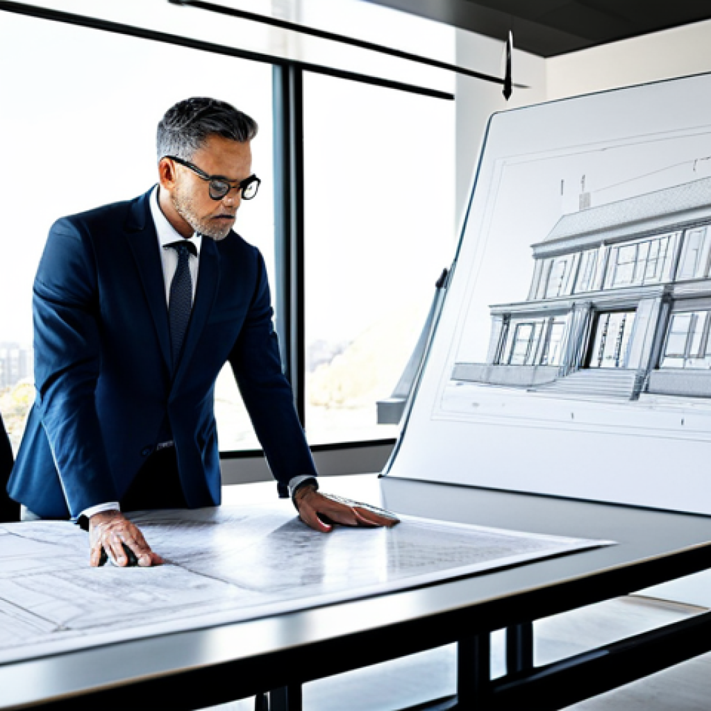 **
"A professional architect in a modern office, reviewing blueprints at a large drafting table, wearing a fully clothed, stylish business suit, natural lighting, perfect anatomy, safe for work, appropriate content, high-resolution professional photography."
**