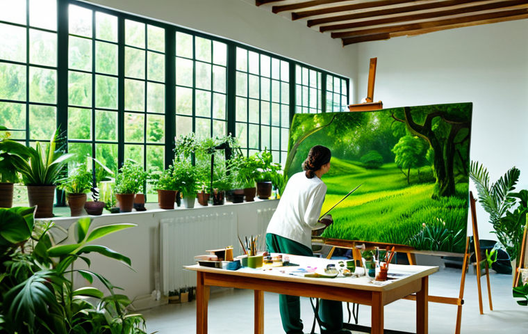 컬러테라피와 자가 치유의 원리 - Calm & Serenity**

"A peaceful scene of a living room interior with blue accents, featuring a person...