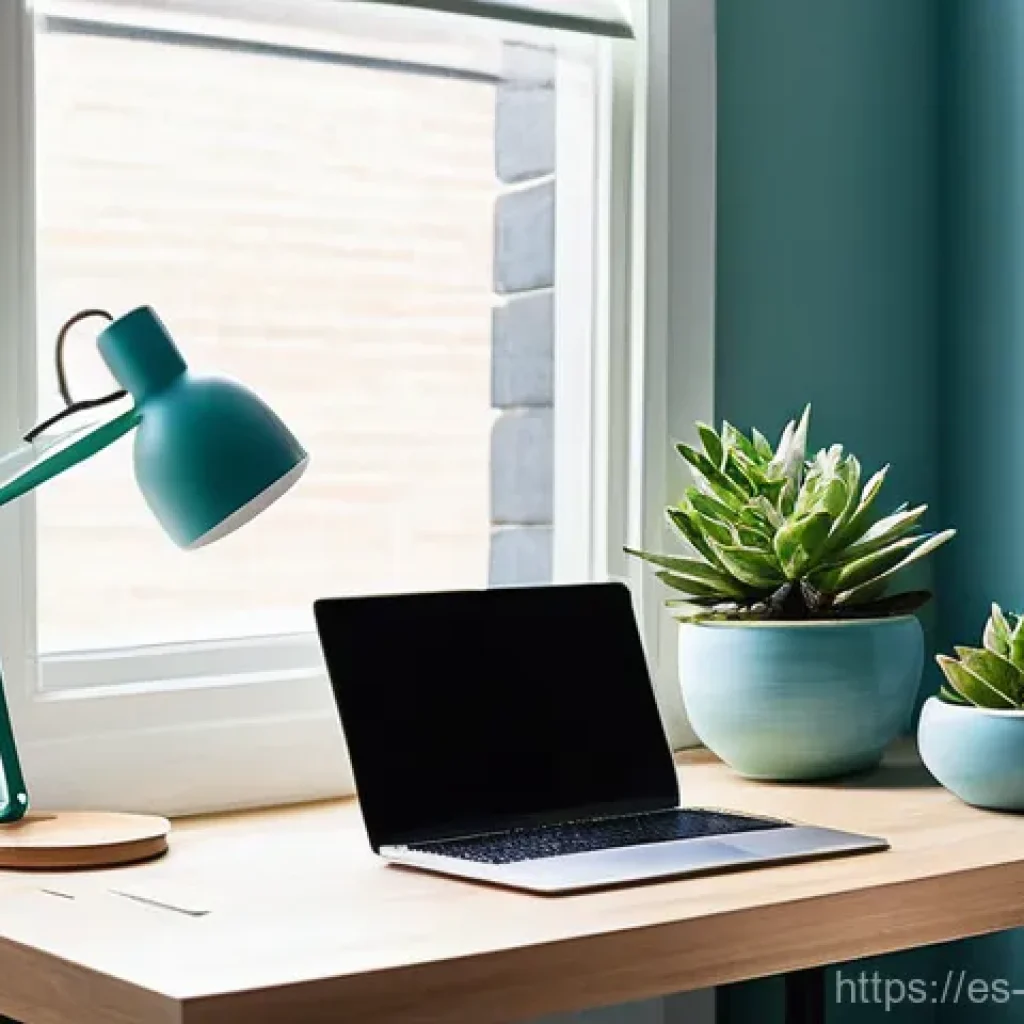 컬러테라피와 직무 스트레스 관리 - **Prompt 1: Focused Productivity in a Blue-Green Workspace**
A highly focused young professional...