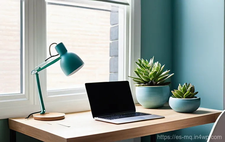 컬러테라피와 직무 스트레스 관리 - **Prompt 1: Focused Productivity in a Blue-Green Workspace**
A highly focused young professional...