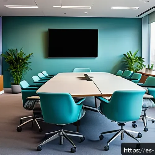 Home 32 컬러테라피와 사회적 책임의 관계 - A modern corporate meeting room designed to enhance collaboration and trust, featuring walls painted...