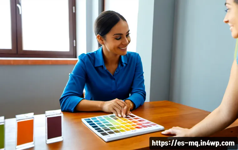 Home 17 컬러테라피를 활용한 비즈니스 아이디어 - Photorealistic color therapy consultation business in a bright contemporary wellness studio in Madri...